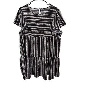 Black and White Striped Babydoll Dress Size 3XL Lightweight Flowy